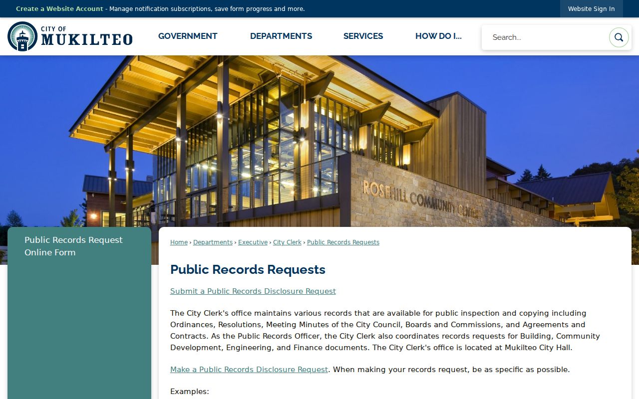 Mukilteo public records request instructions