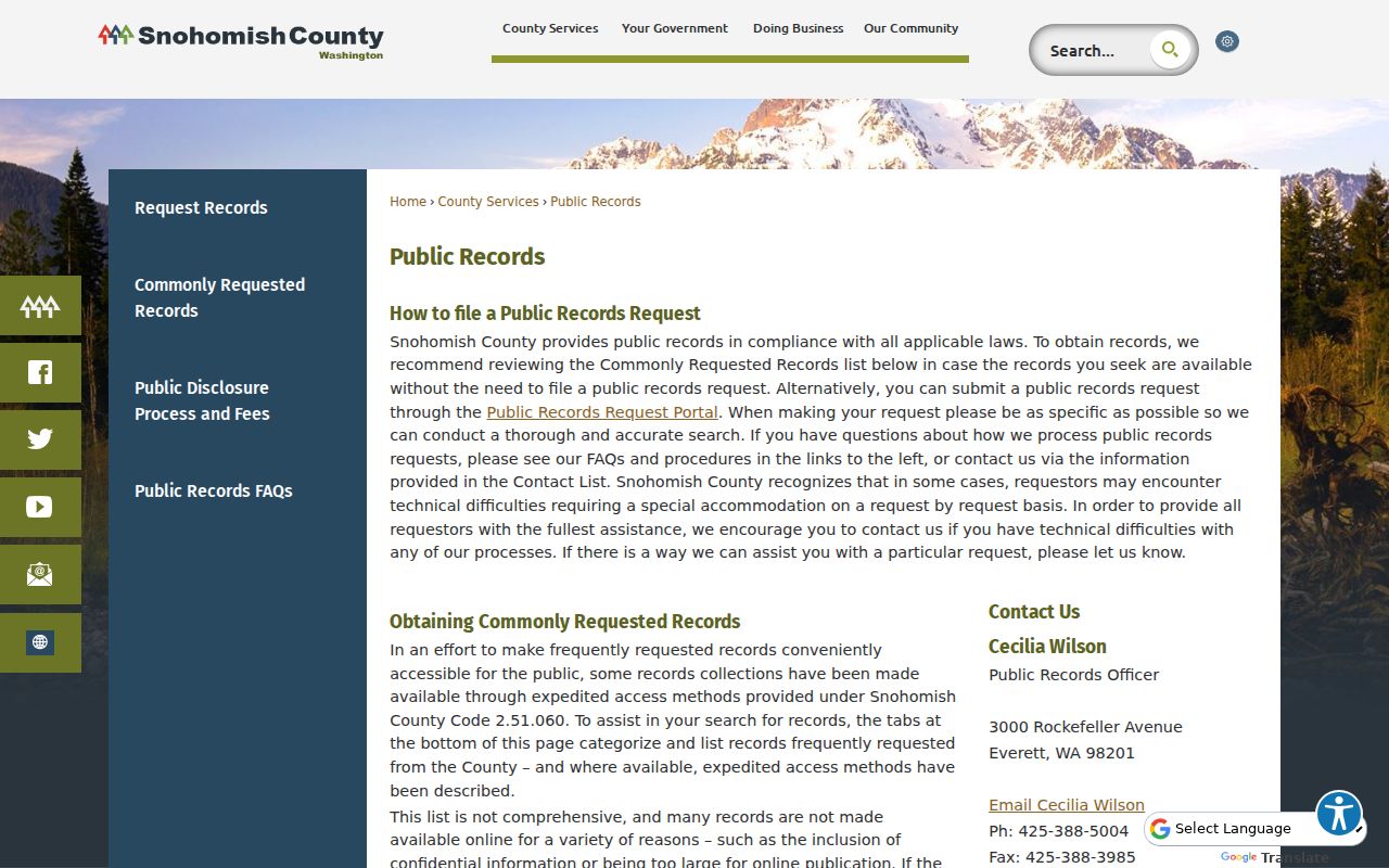 Mukilteo public records routing through Snohomish County